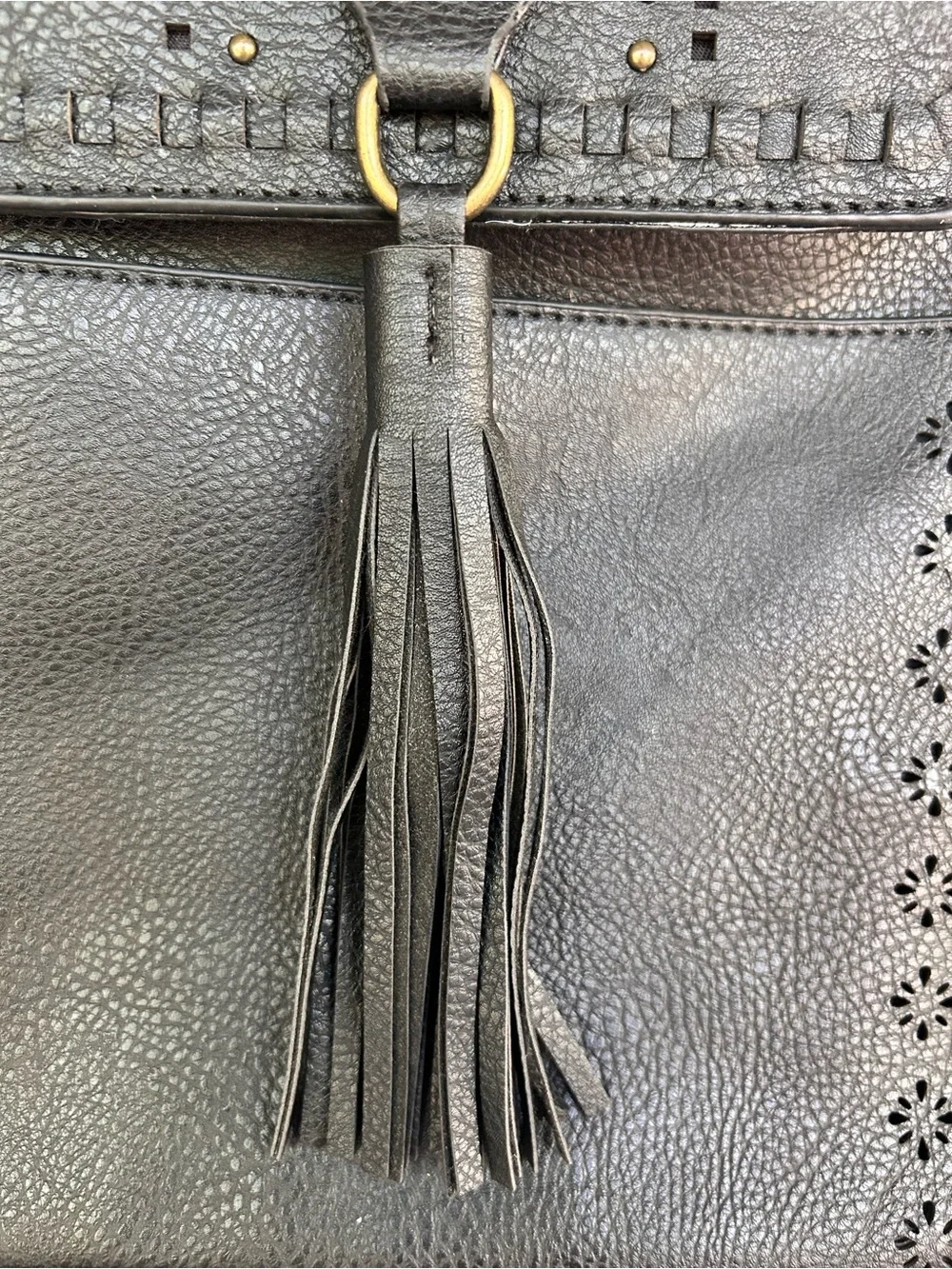 NWT - Black Vegan Leather Tassel Backpack - Stylish Everyday Bag